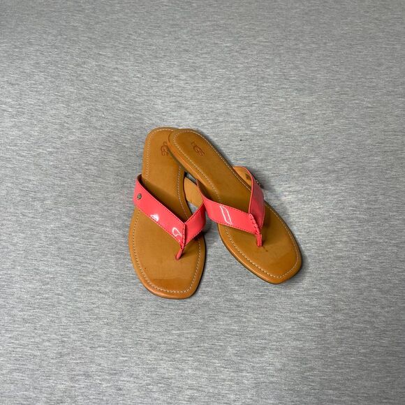 UGG Women’s Tuolumne Peach Pink Leather Casual Flip Flop Sandals - Picture 5 of 8